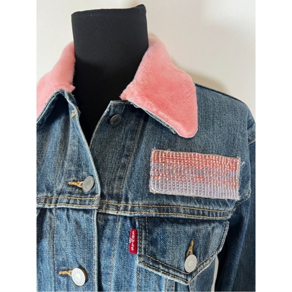 LEVI'S X THERMA KOTA | Women's Custom Denim w/ Pink Shearling Button Up … - Picture 2 of 7